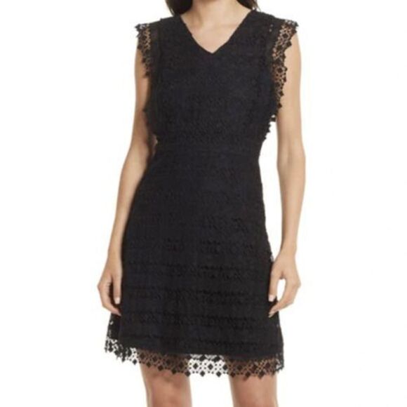 Amy Lynn AL2747 Women's Sz Large (12) Black Flutter Sleeve Lace Dress - Picture 1 of 11